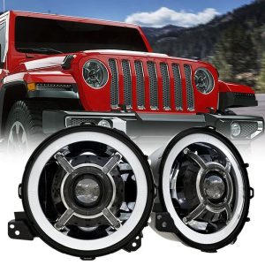 2Pcs 9 Inch Led Light Headlight Low Beam High Day Light For Jeep Wrangler JL