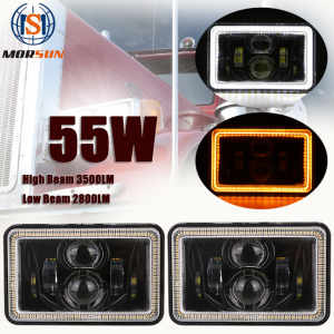 4x6 Inch LED Square Headlight With Hi / Lo Beam For Jeep & For Kenworth