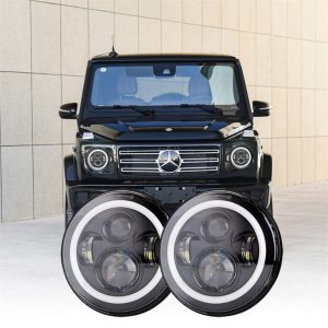 Fanali ta ’quddiem tal-Klassi Mercedes Tondi ta’ 7 Pulzieri Halo Sostituzzjoni tal-Fanali Ewlenin tal-Klassi G tal-Mercedes Benz G