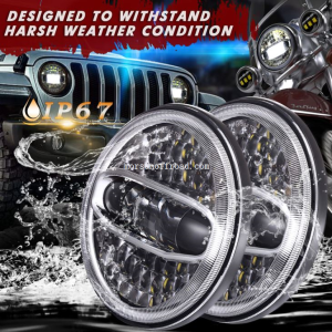 7 “Led Headlight With Halo Conversion For Harley & For Jeep Wrangler JK