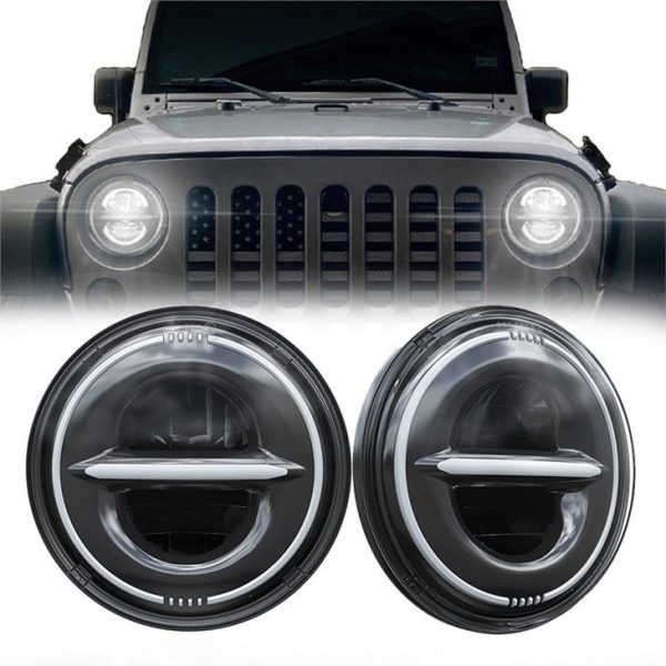 7 Round DOT Emark Jeep JKU Headlights Immexxija Bil-DrL Turn Signals