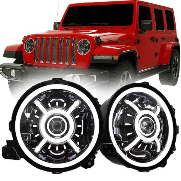 9 pulzier Round JL LED Headlight Direttament Adattat Għall-Jeep Wrangler JL Rubicon Sahala