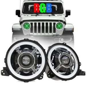 Wasla Kulur Ġdid Li Jibdel 9 Inch Led Dwal Halo Għal Jeep Wrangler JL 2018+ RGB JL Led Headlights