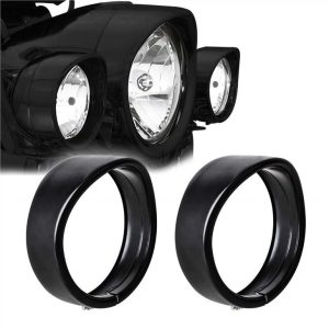 Morsun 4.5inch Fog Light Trim Ring Ring Black Chrome Għal Harley Road Glide