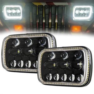 Morsun 5x7 Inch Square Headlight Għal Jeep GMC Ford Chevrolet LED Headlamp Projettur