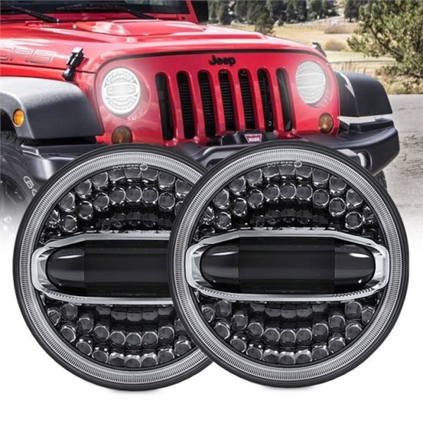 Morsun 7inch Led Round Headlights Għall-2007-2017 Jeep Wrangler JK Bil Halo White Yellow