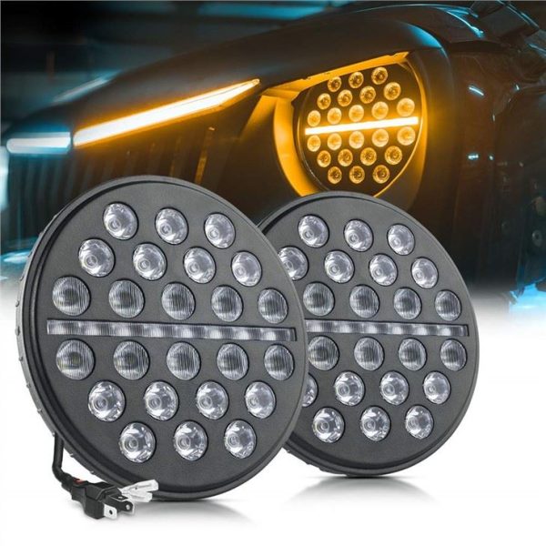 Morsun 7inch Round LED Headlight Għal Jeep JK Wrangler High Low Beam DRL Turn Light Light