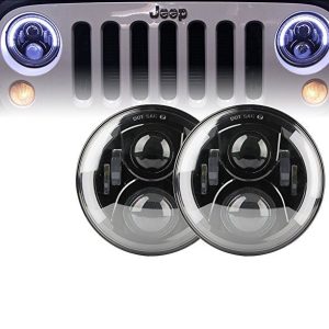 Morsun 7inch Sealed Beam LED Headlight Projector Għal Land Rover 90 Headlamp With Halo Lighting