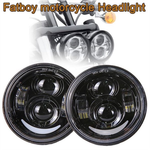 Morsun Auto Parts LED Headlight Għal Dyna Fat Bob Double Lamp Bil-Halo High Low Beam Projector