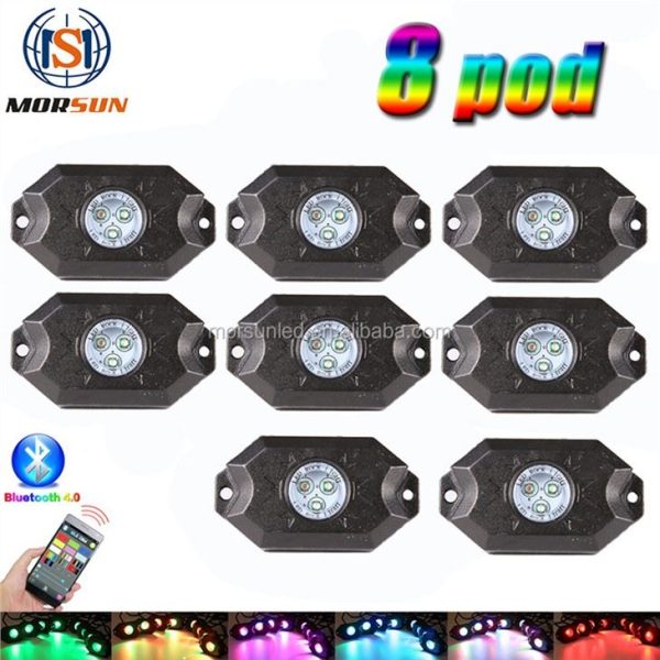 Morsun Auto Parts Wireless Rock Lights Bil-Kontroll tal-APP Għal Jeep Wrangler UTV ATV Music Play 8Pod