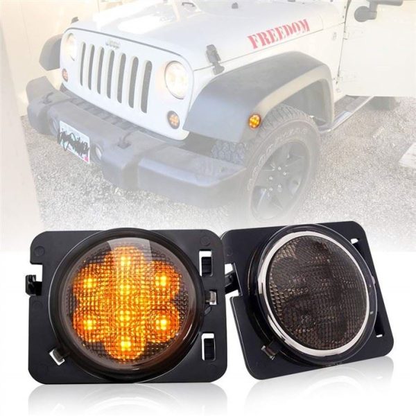 Morsun Fender Flare Light Għal Jeep Wrangler 1997-2006 TJ 2007-2014 JK Led Front Grill Dawl tas-Sinjal tad-Dawwar