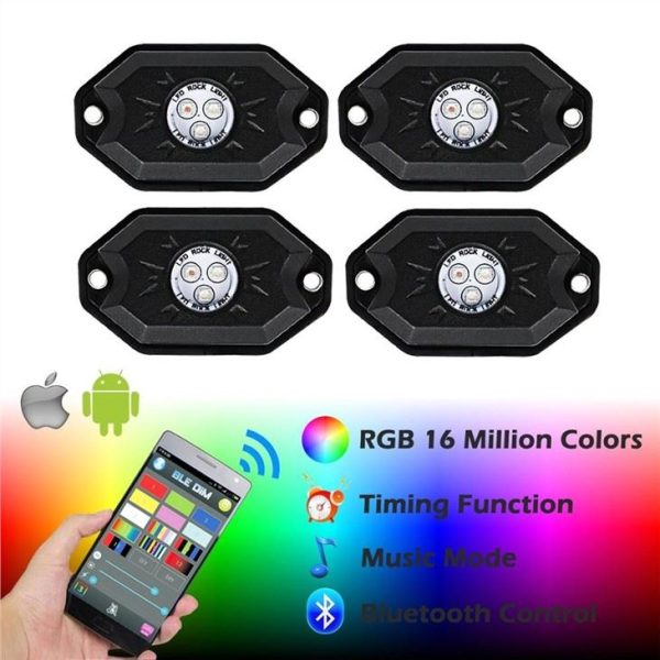 Morsun Led Pods Light RGB Timing Music Play Phone App Control 4 Pod Għall-Karozza