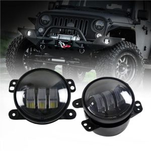 Morsun Black Chrome LED Headlight Tond Għal Jeep Wrangler JK TJ LJ