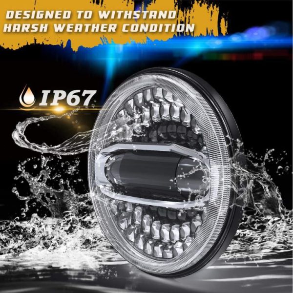 Wasla Ġdid L-Isbaħ 7 Inch Led Headlight Għall-Jeep JK Jl 108W 6500LM Mutur Led Headlight Għal Harleys-Davidson